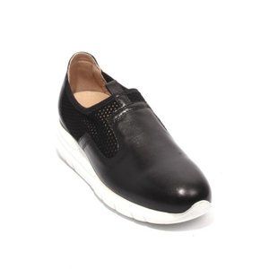 ITALIAN Black Leather Mesh Platform Sneaker Shoes
